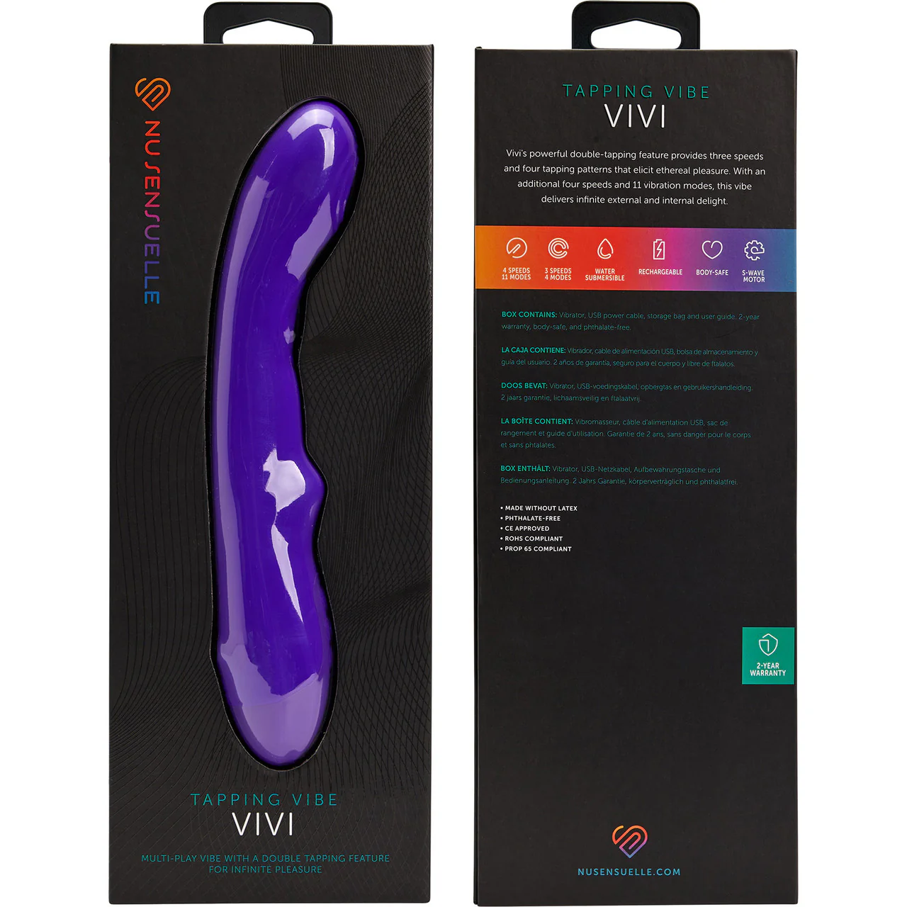 Vivi Tapping Vibe Rechargeable Silicone Double G-Spot Vibrator By Nu Sensuelle - Deep Purple - Image 6
