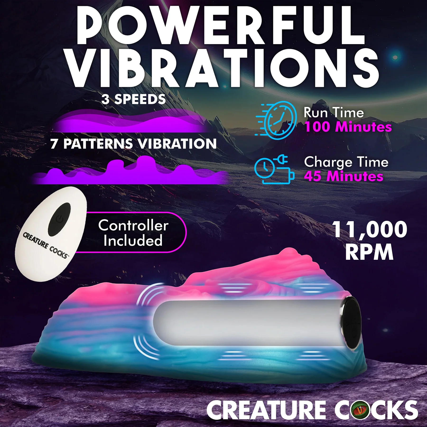 Vulvaron Rechargeable Silicone Vibrating Grinder With Remote By Creature Cocks - Image 3