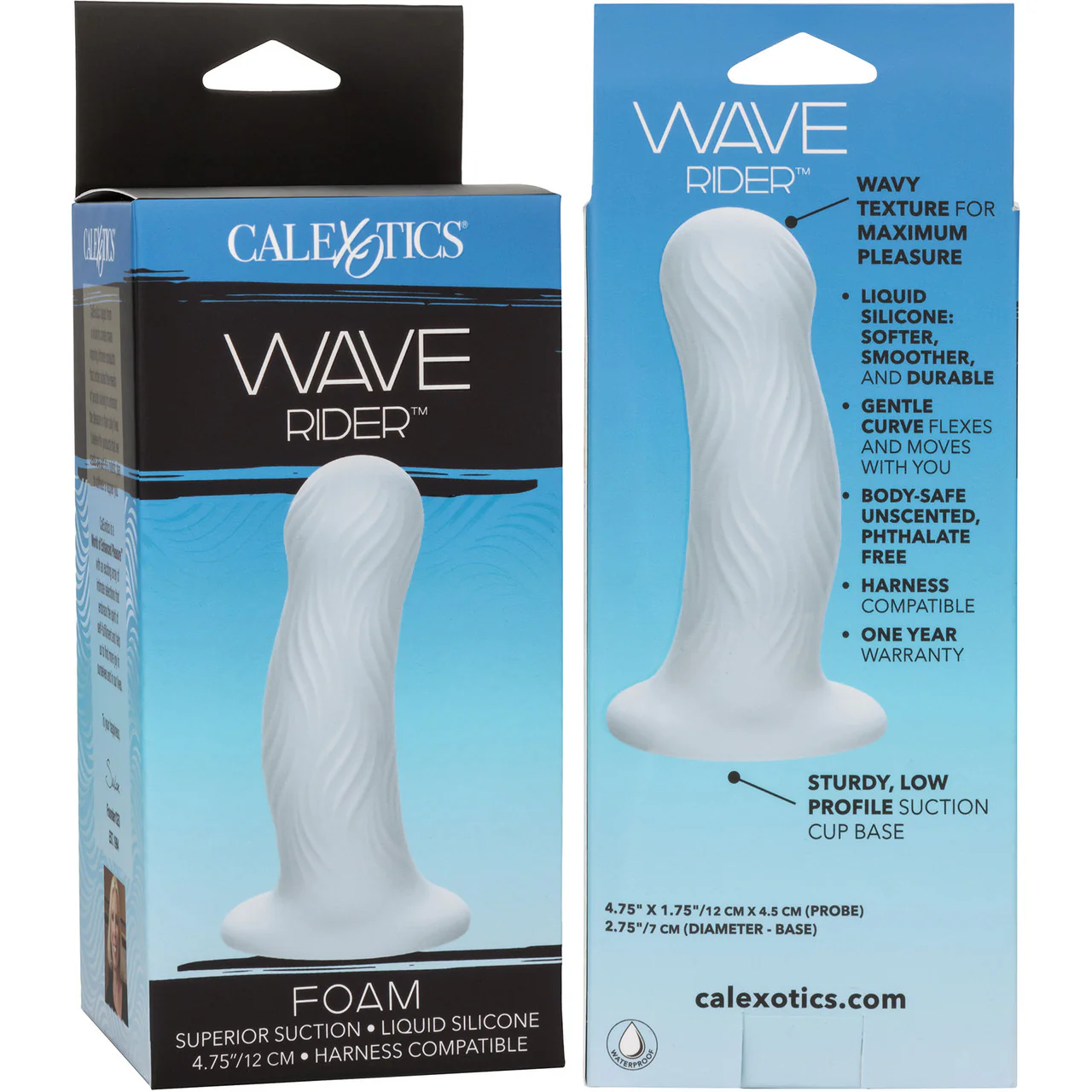 Wave Rider Foam 4.75" Silicone Suction Cup Dildo By CalExotics - Image 10