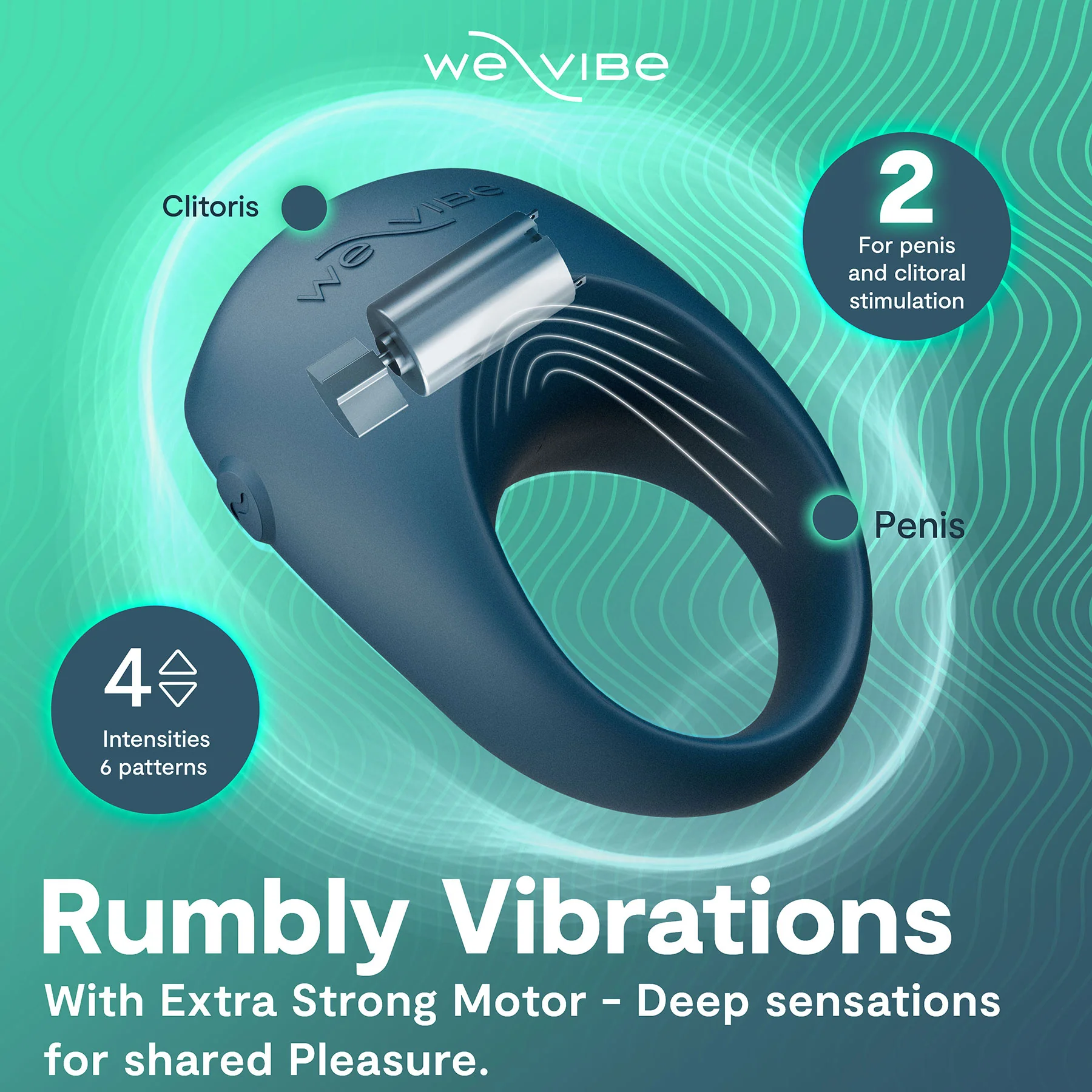 We-Vibe Pivot 2 Vibrating Silicone Rechargeable Couples Ring - Image 6