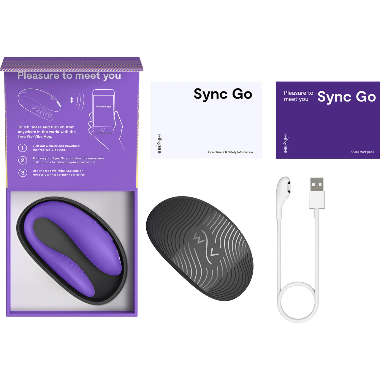 We-Vibe Sync Go App Enabled Waterproof Rechargeable Couples Vibrator - Purple - Image 10