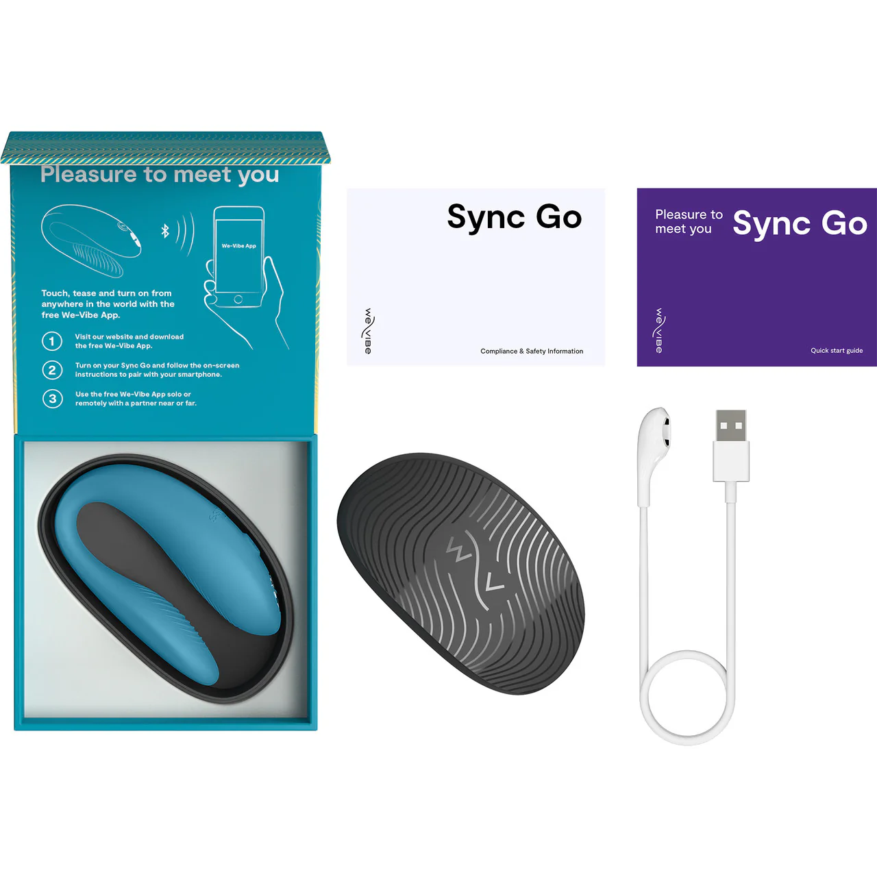 We-Vibe Sync Go App Enabled Waterproof Rechargeable Couples Vibrator - Turquoise - Image 10
