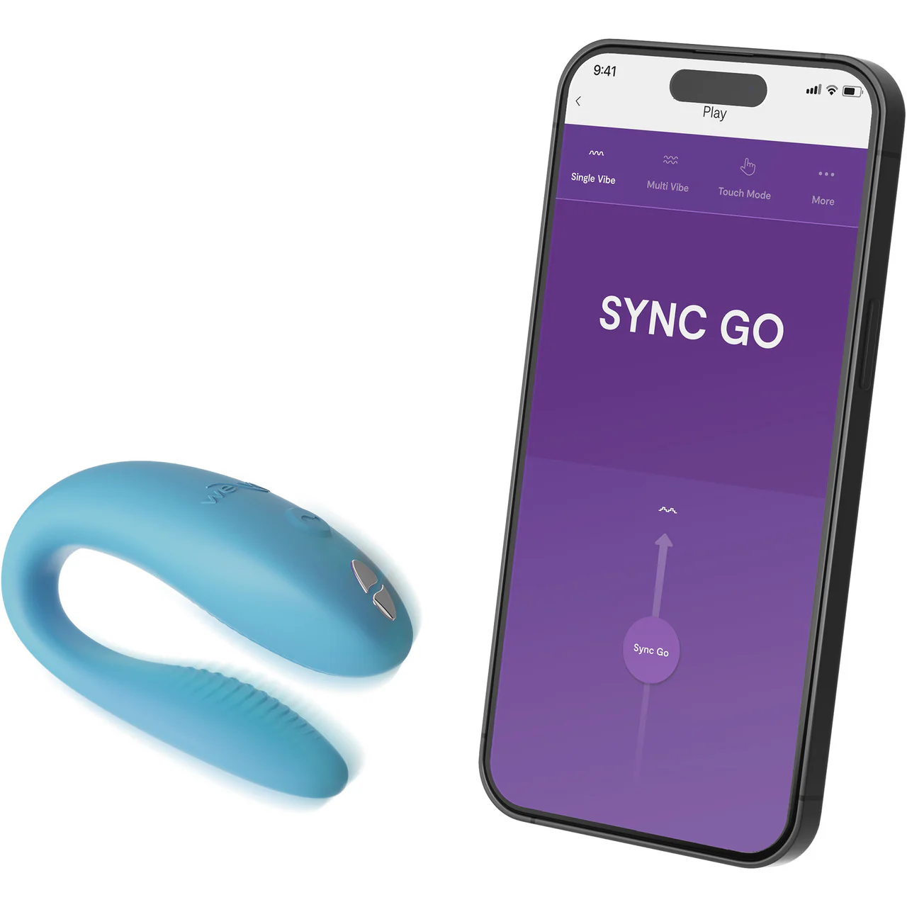 We-Vibe Sync Go App Enabled Waterproof Rechargeable Couples Vibrator - Turquoise - Image 5