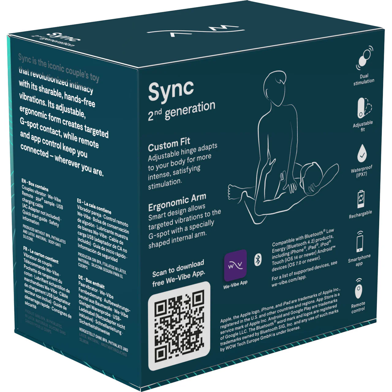 We-Vibe Sync 2 Rechargeable Silicone Remote & App Controlled Couples Vibrator - Green Velvet - Image 12