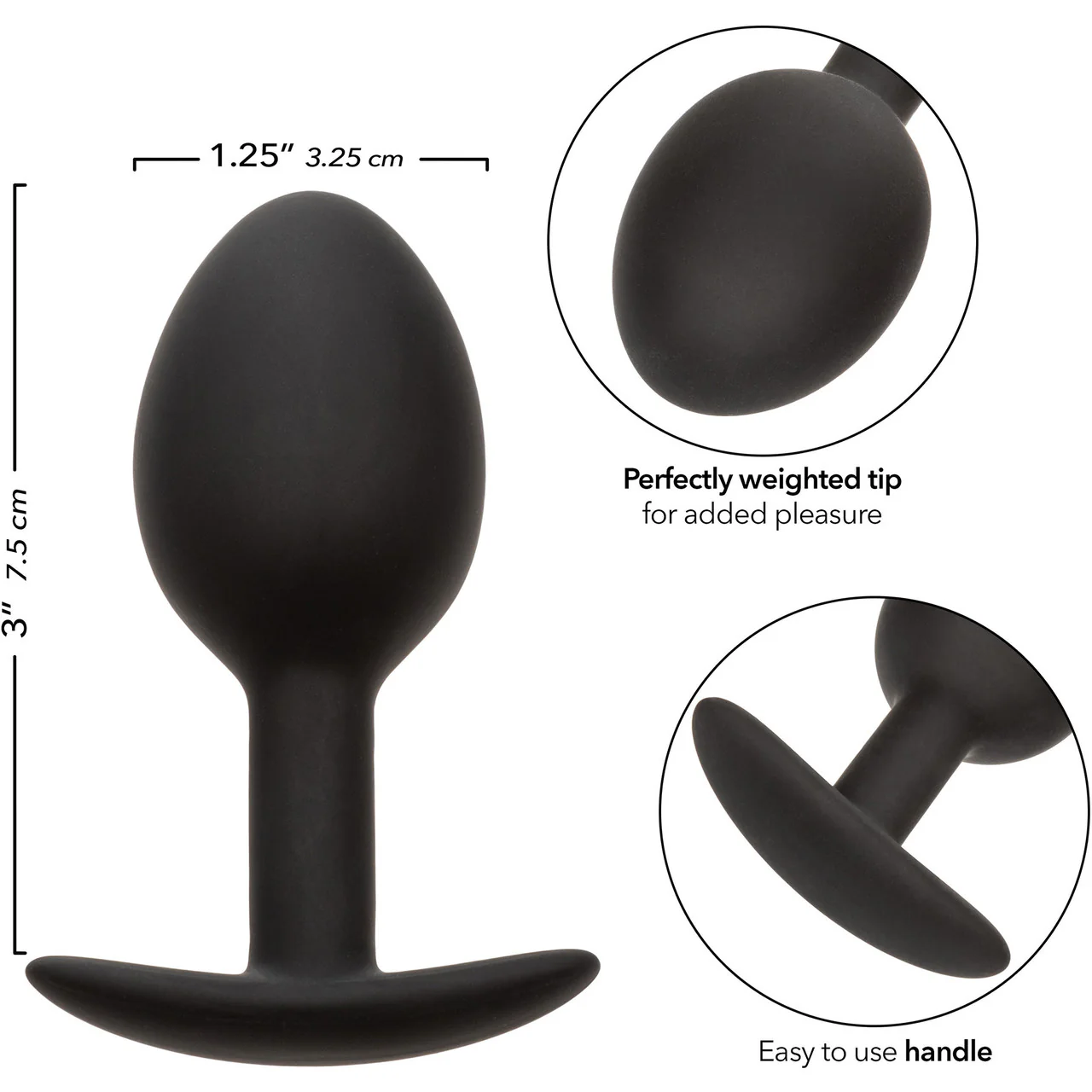 Weighted Silicone Butt Plug By CalExotics - Black - Image 7