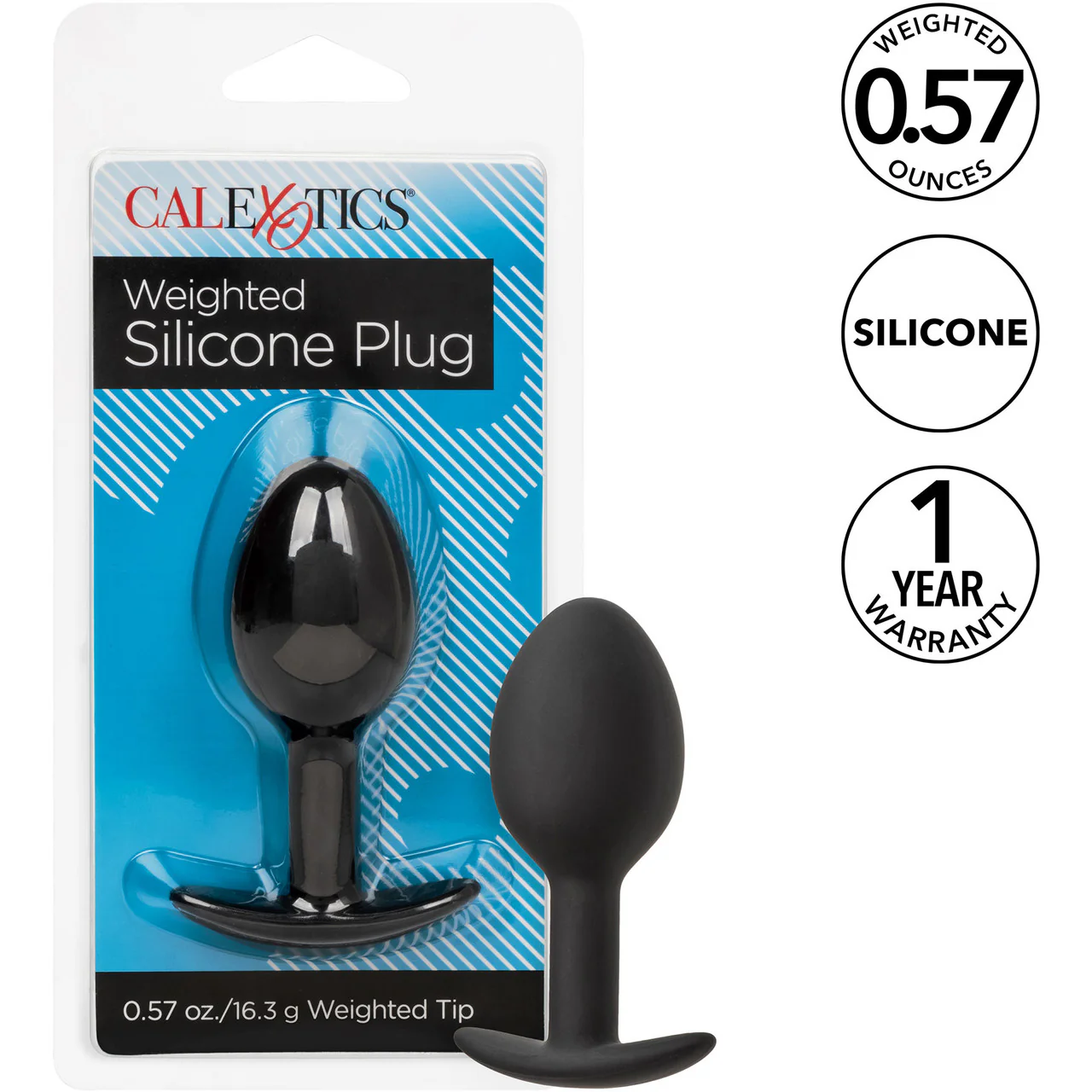 Weighted Silicone Butt Plug By CalExotics - Black - Image 8