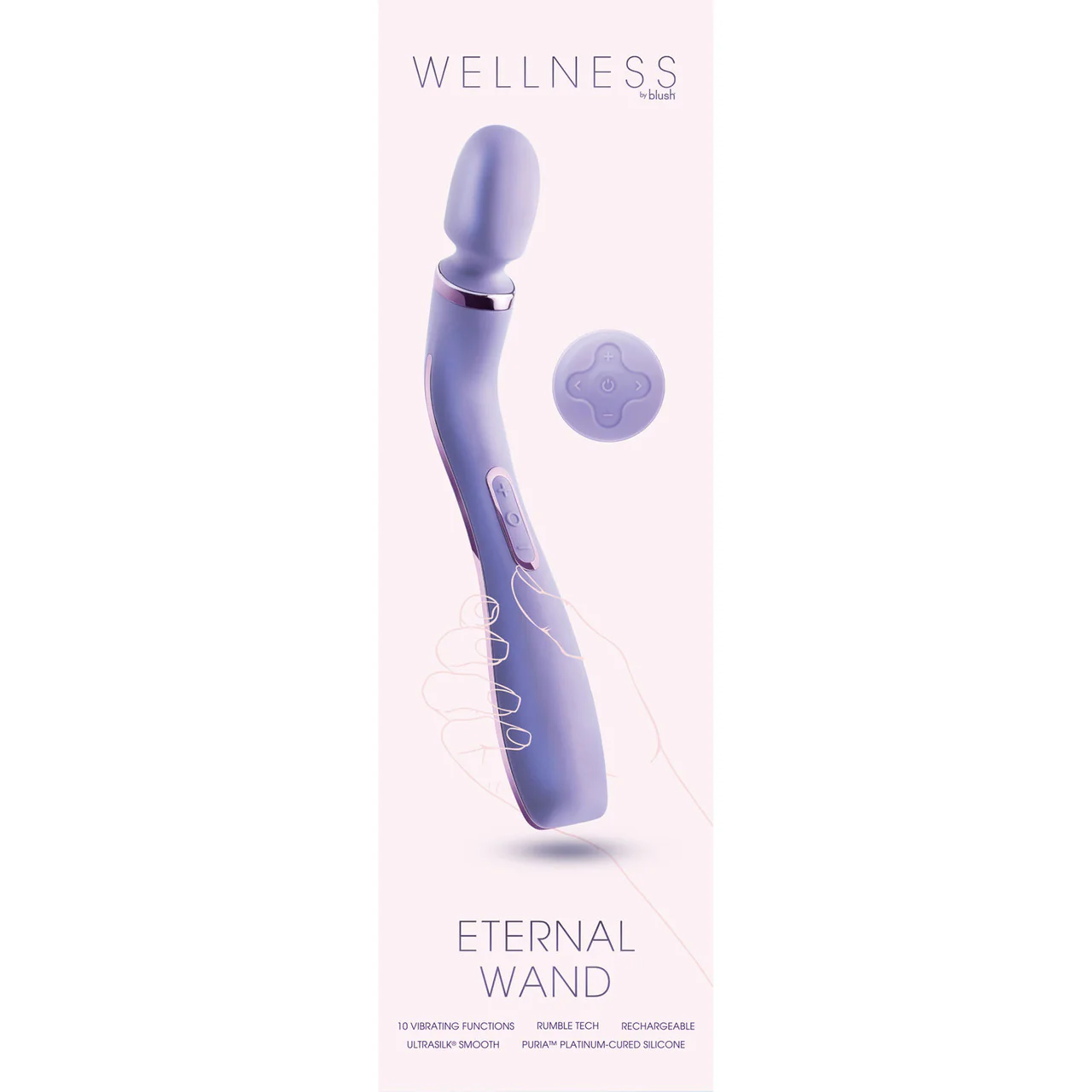Wellness Eternal Wand Rechargeable Waterproof Silicone Vibrating Body Massager With Remote By Blush - Image 11