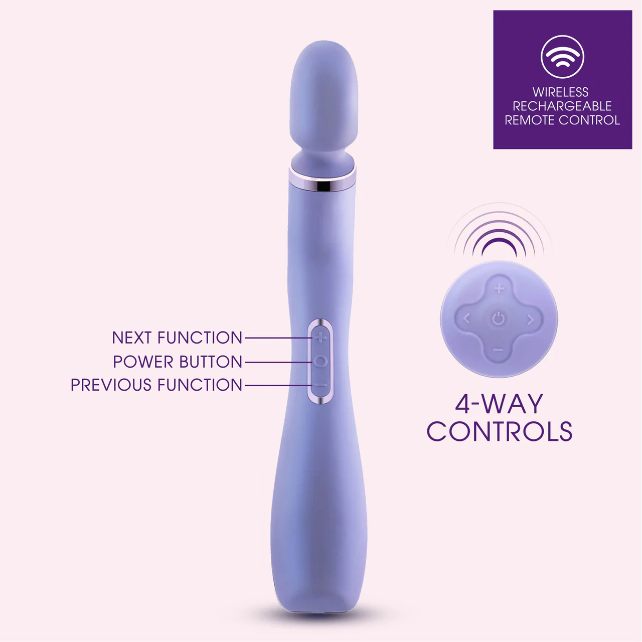 Wellness Eternal Wand Rechargeable Waterproof Silicone Vibrating Body Massager With Remote By Blush - Image 6