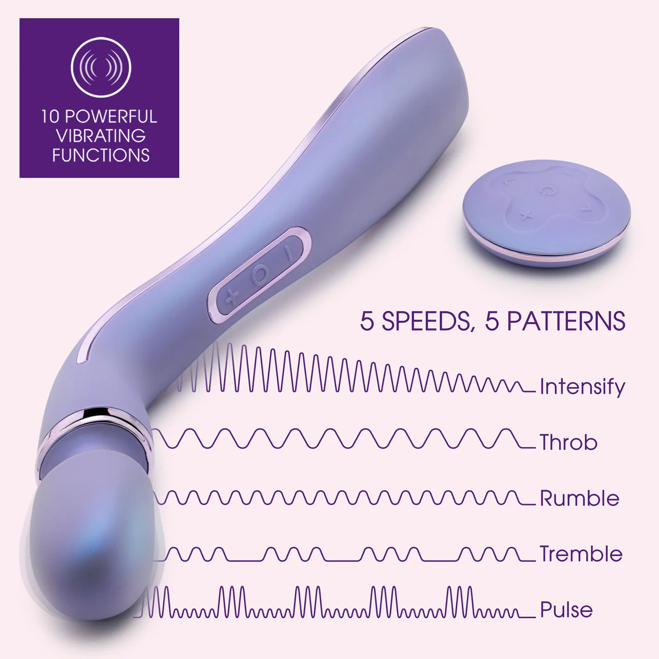 Wellness Eternal Wand Rechargeable Waterproof Silicone Vibrating Body Massager With Remote By Blush - Image 7