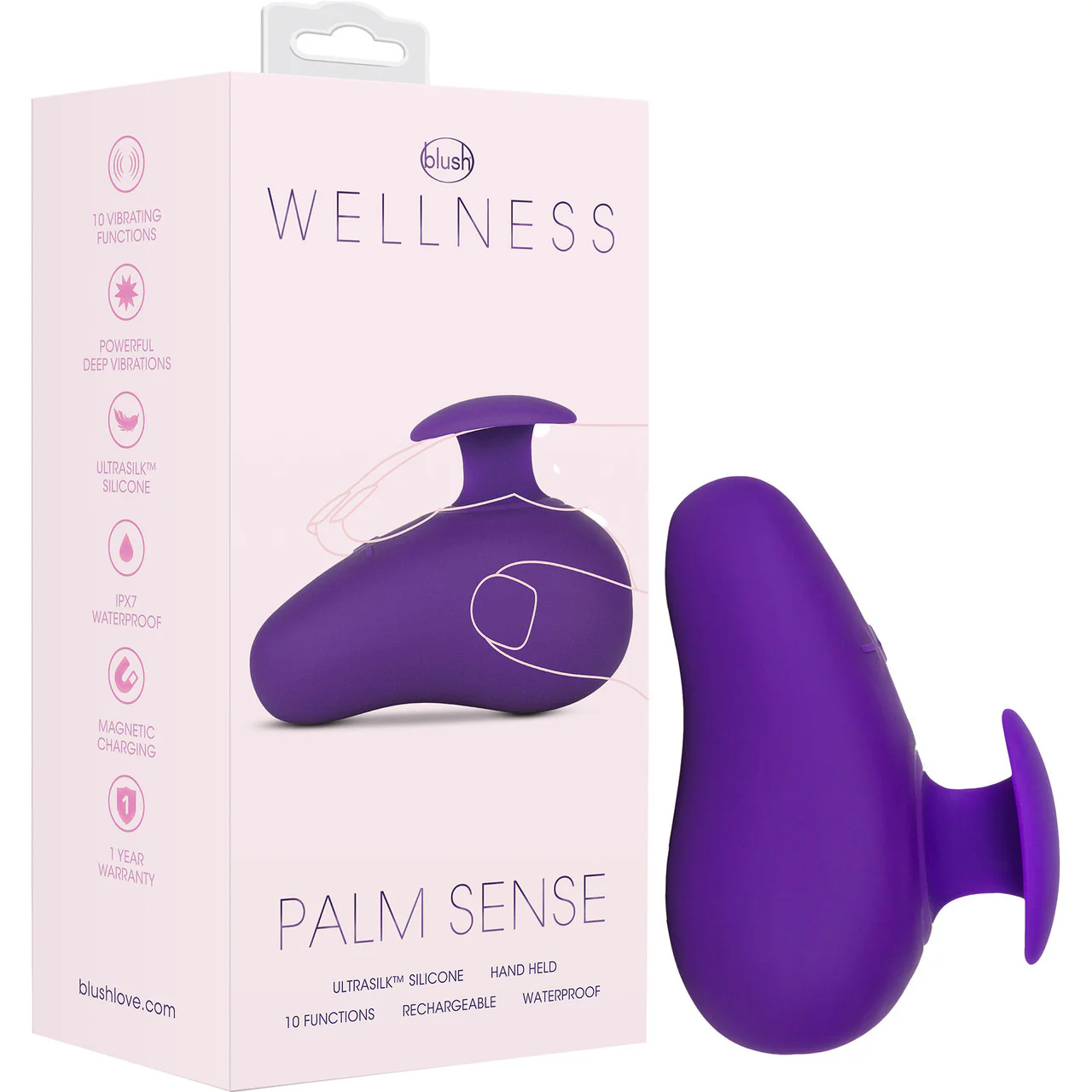 Wellness Palm Sense Rechargeable Silicone Massager By Blush - Purple - Image 3