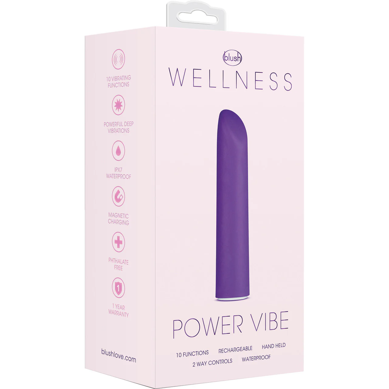 Wellness Power Vibe Rechargeable Waterproof Mini Vibrator By Blush - Purple - Image 4