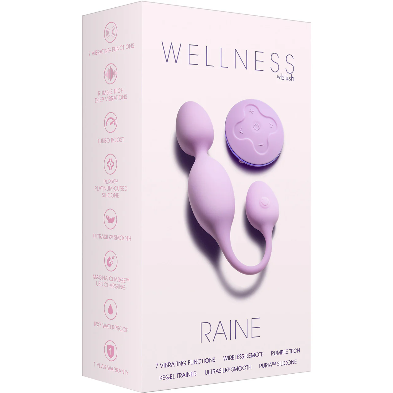 Wellness Raine Rechargeable Waterproof Silicone Vibrating Kegel Ball With Remote By Blush - Image 12