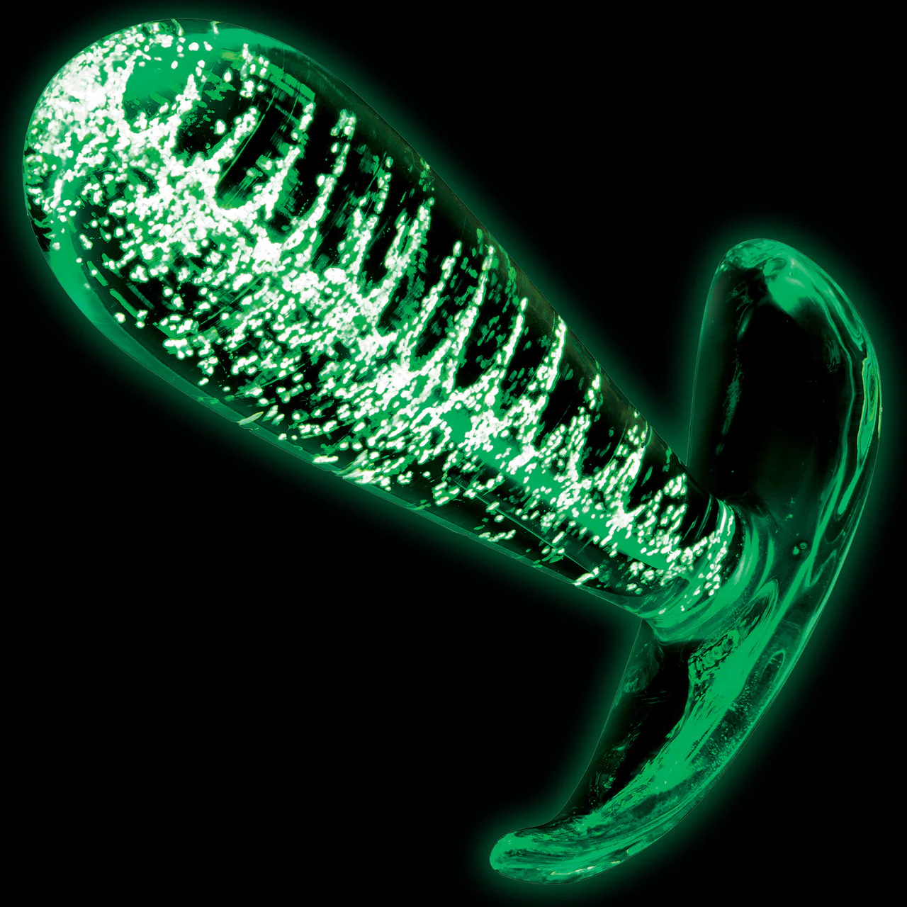Whipsmart 3.5" Glow In The Dark Glass Butt Plug With Curved Base - Image 4