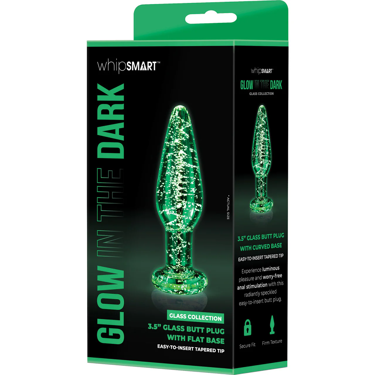 Whipsmart 3.5" Glow In The Dark Glass Butt Plug With Flat Base - Image 5