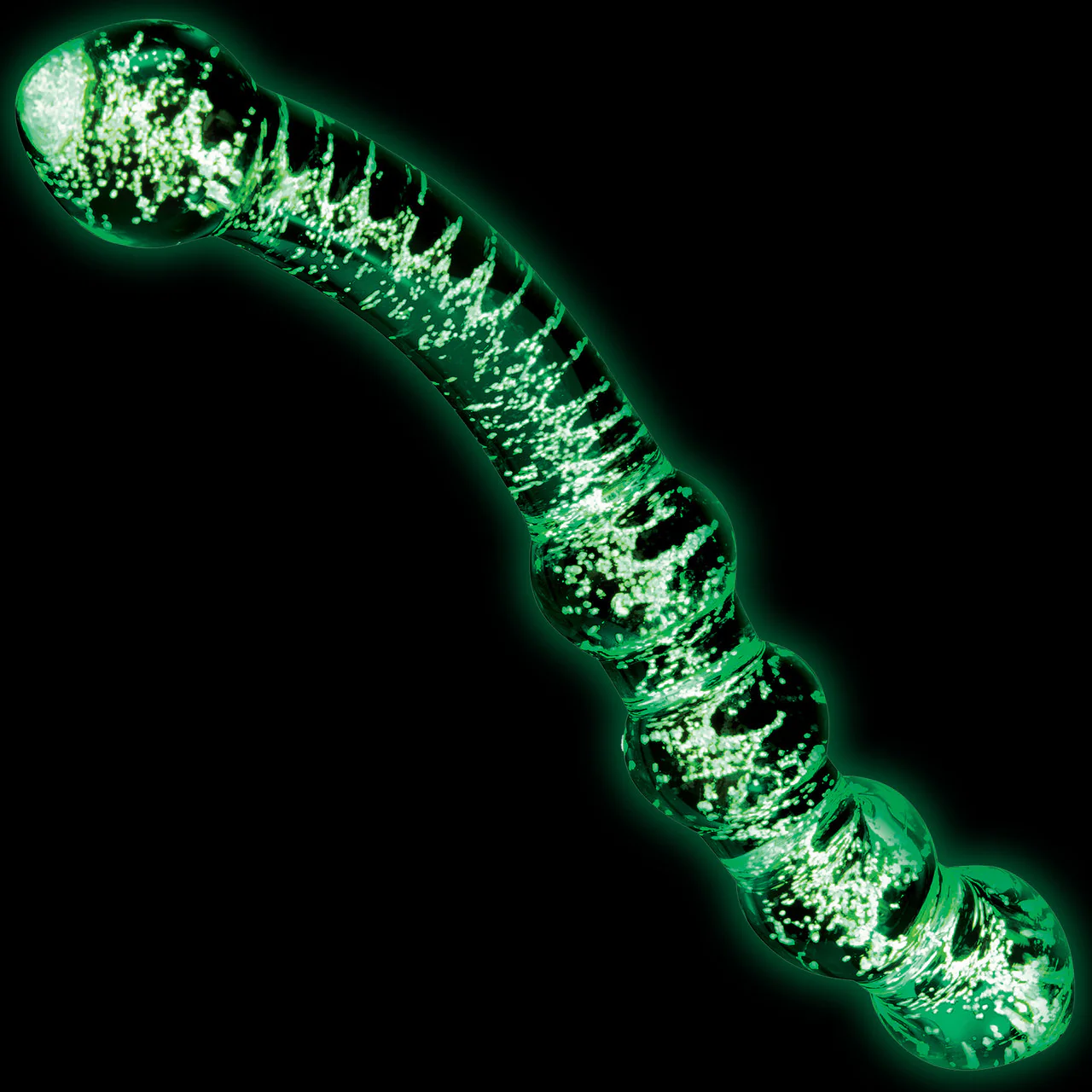 Whipsmart 6.5" Glow In The Dark Dual Ended Beaded Glass Dildo - Image 4