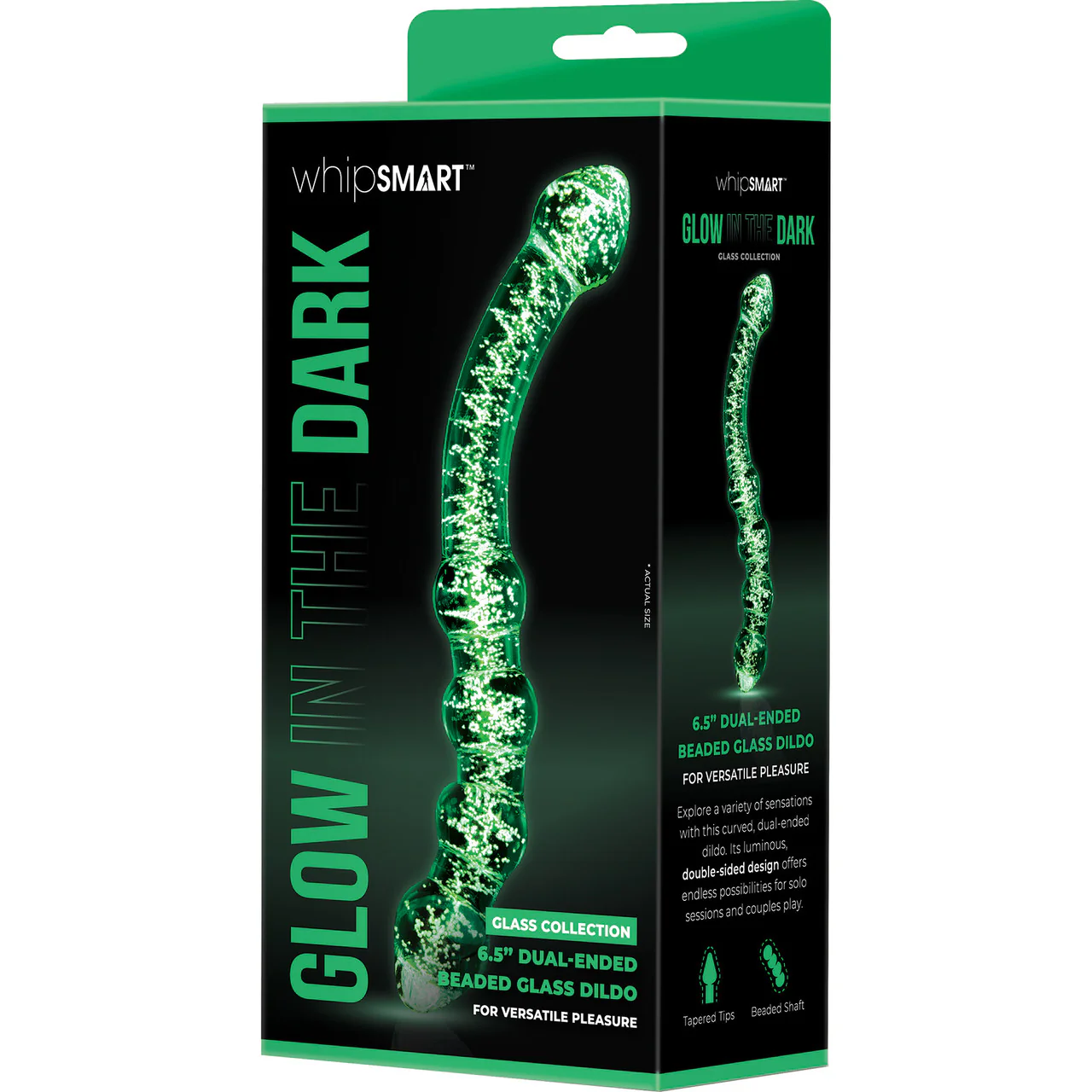 Whipsmart 6.5" Glow In The Dark Dual Ended Beaded Glass Dildo - Image 5