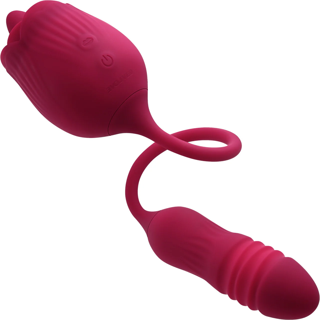 Wild Rose Rechargeable Silicone Dual Clitoral Stimulator By Evolved Novelties - Red - Image 2