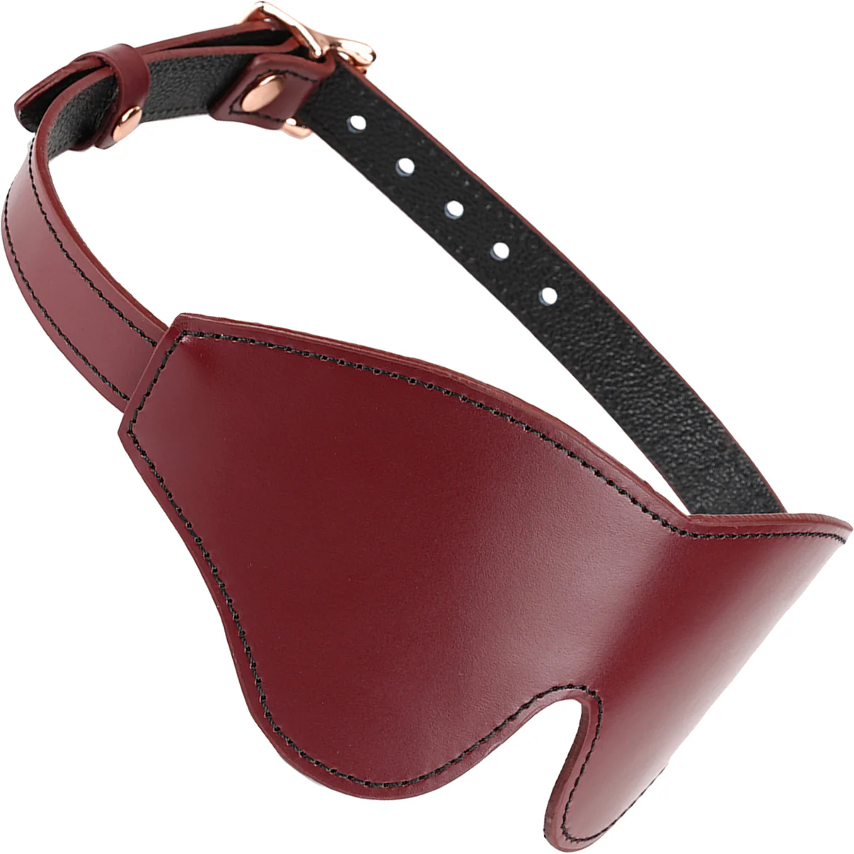 Wine Red Leather Blindfold With Rose Gold Buckle By Liebe Seele - Image 2