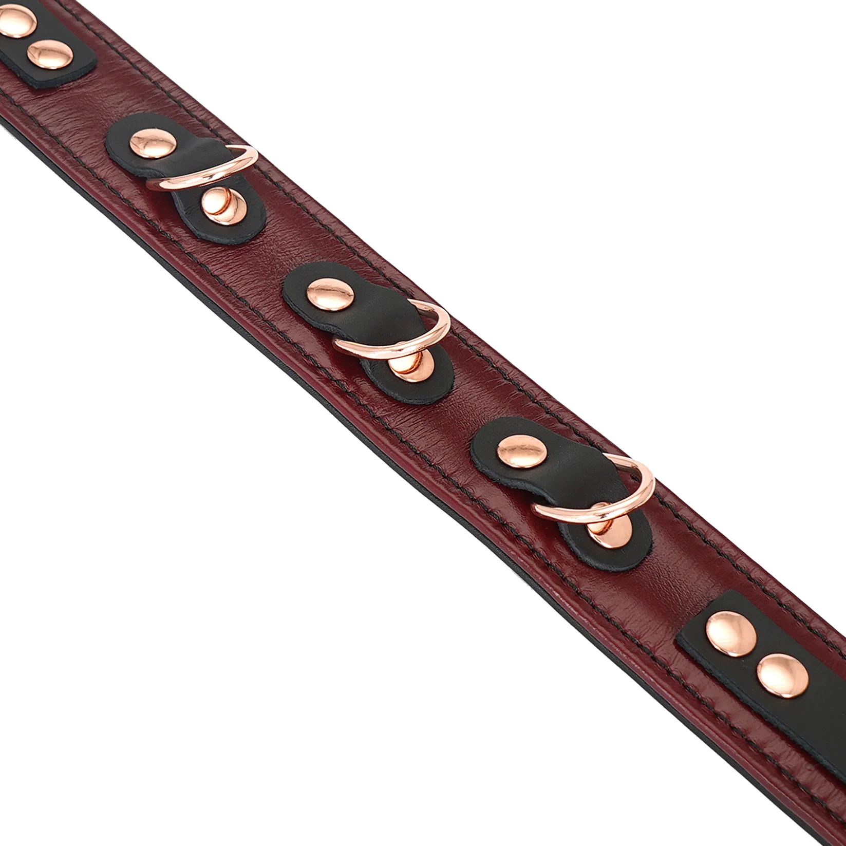 Wine Red Leather Collar With Rose Gold Chain Leash By Liebe Seele - Image 5