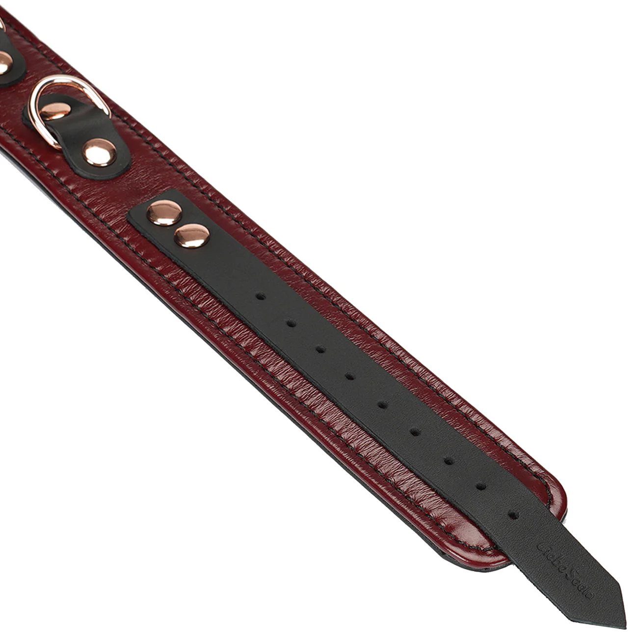 Wine Red Leather Collar With Rose Gold Chain Leash By Liebe Seele - Image 7