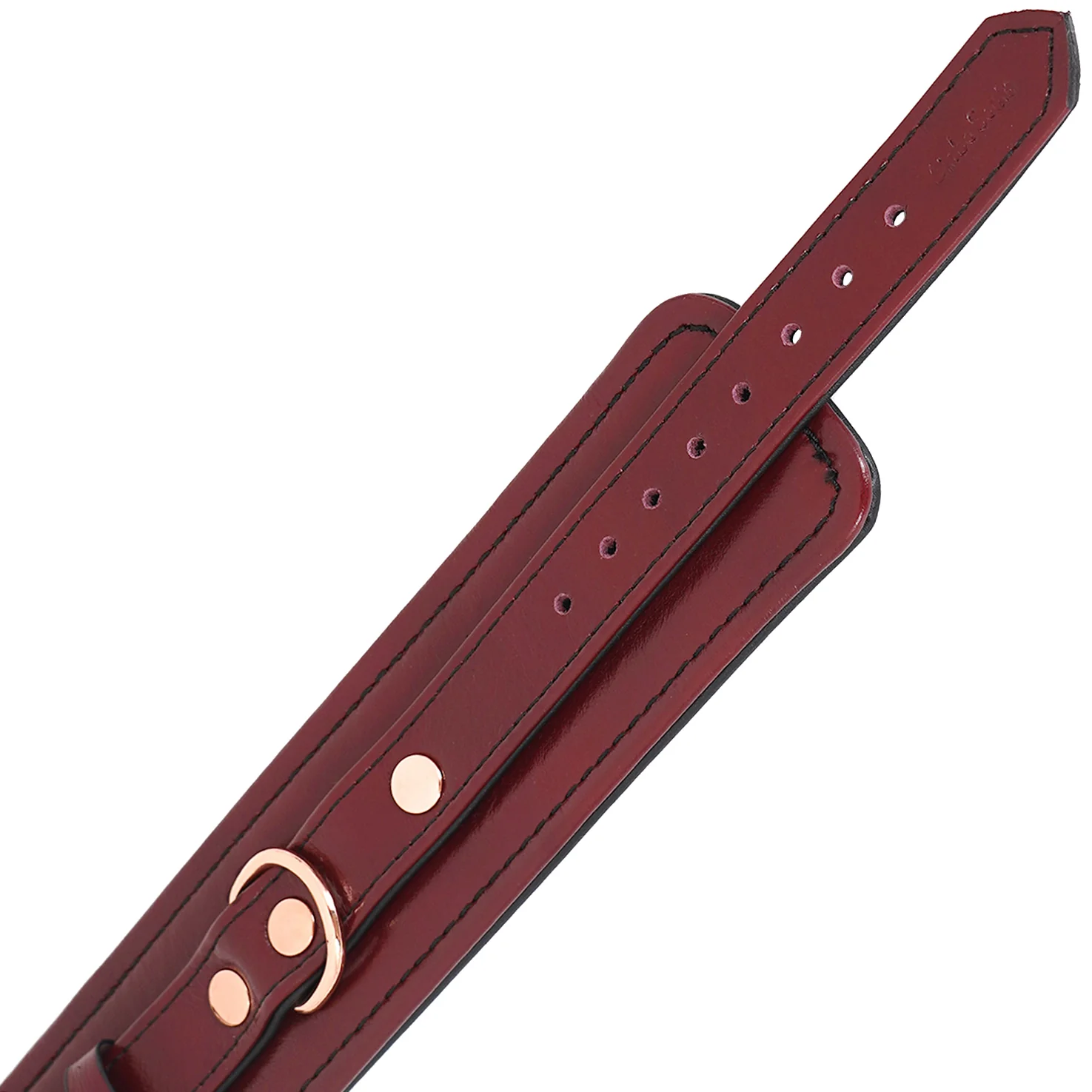 Wine Red Leather Handcuffs With Rose Gold Hardware By Liebe Seele - Image 7
