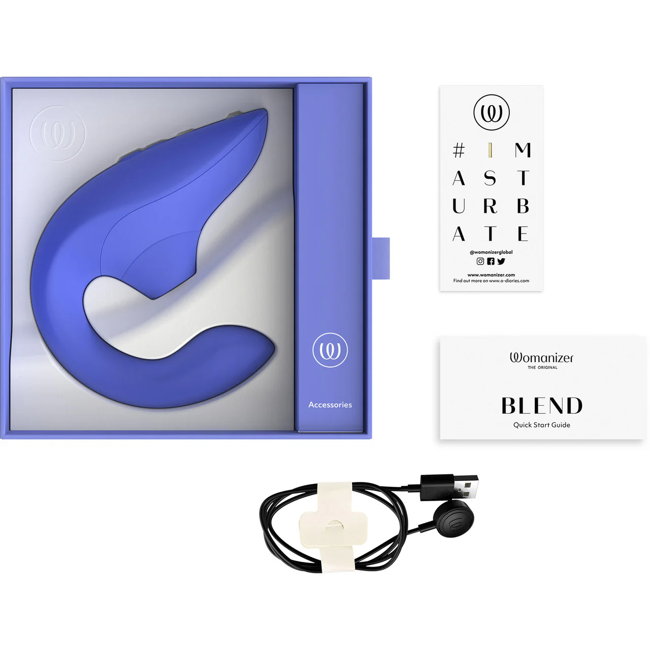 Womanizer Blend Dual Stimulation Vibrator Featuring Pleasure Air Technology - Vibrant Blue - Image 13