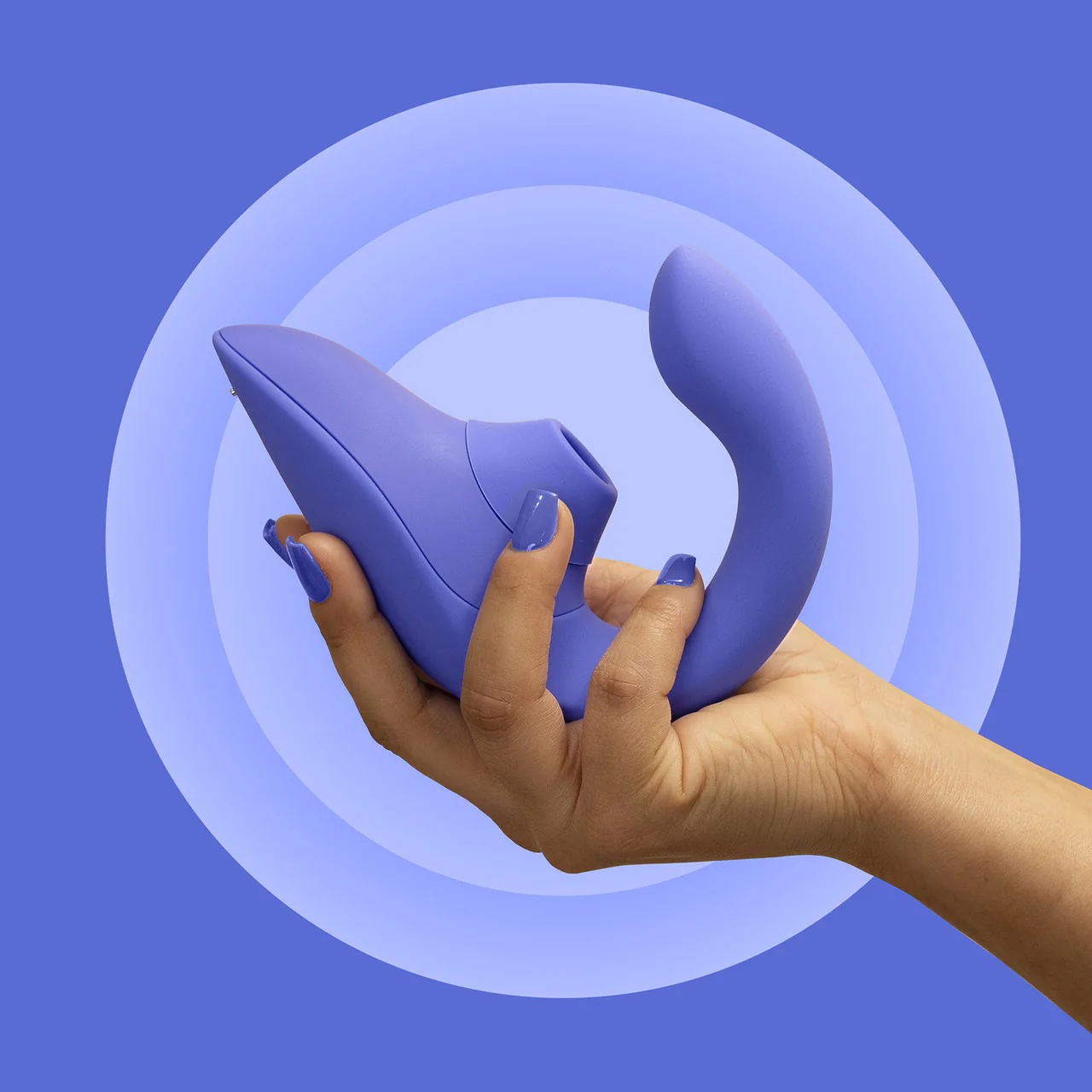 Womanizer Blend Dual Stimulation Vibrator Featuring Pleasure Air Technology - Vibrant Blue - Image 5