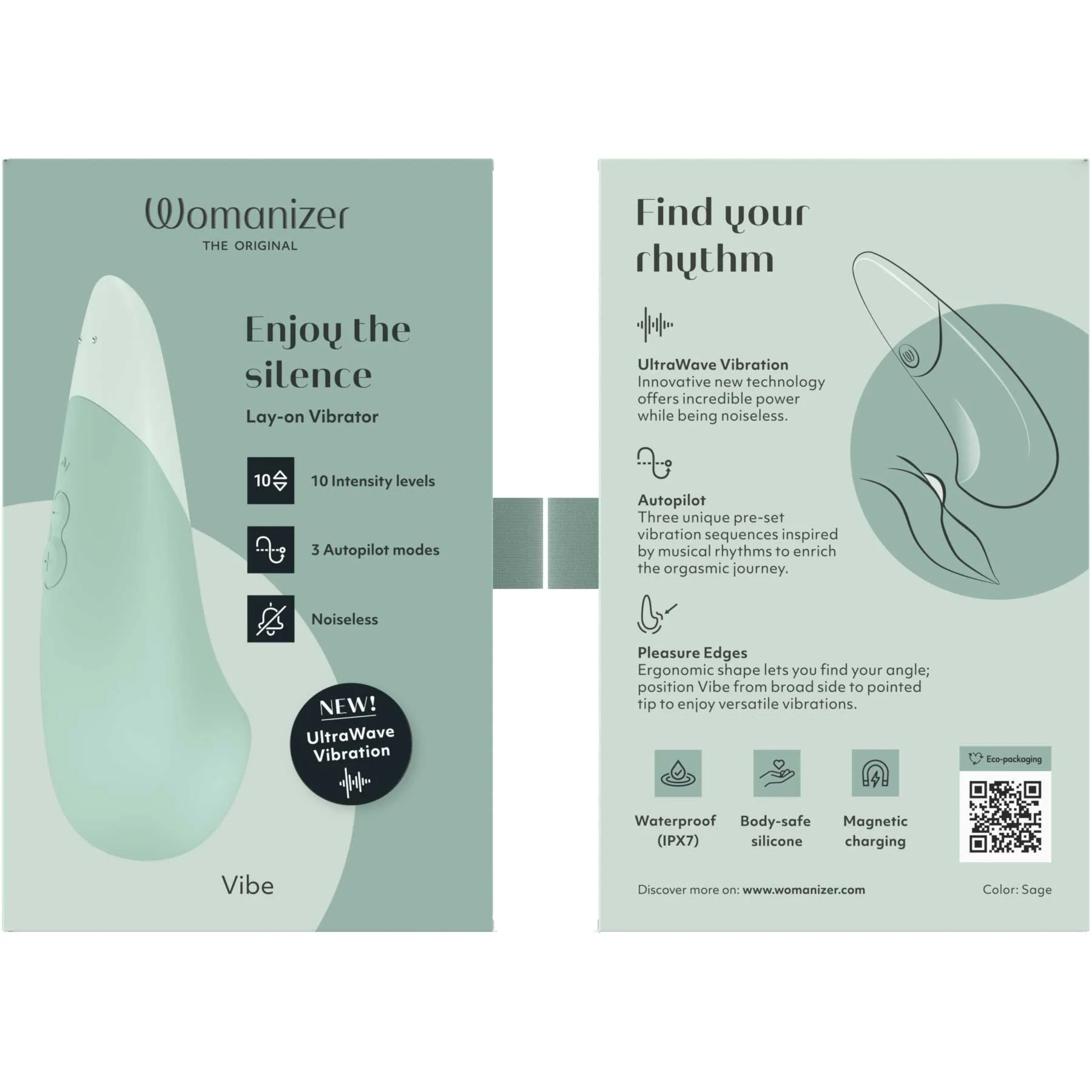 Womanizer Vibe Ultra Quiet Rumbly Silicone Lay-On Vibrator - Image 25