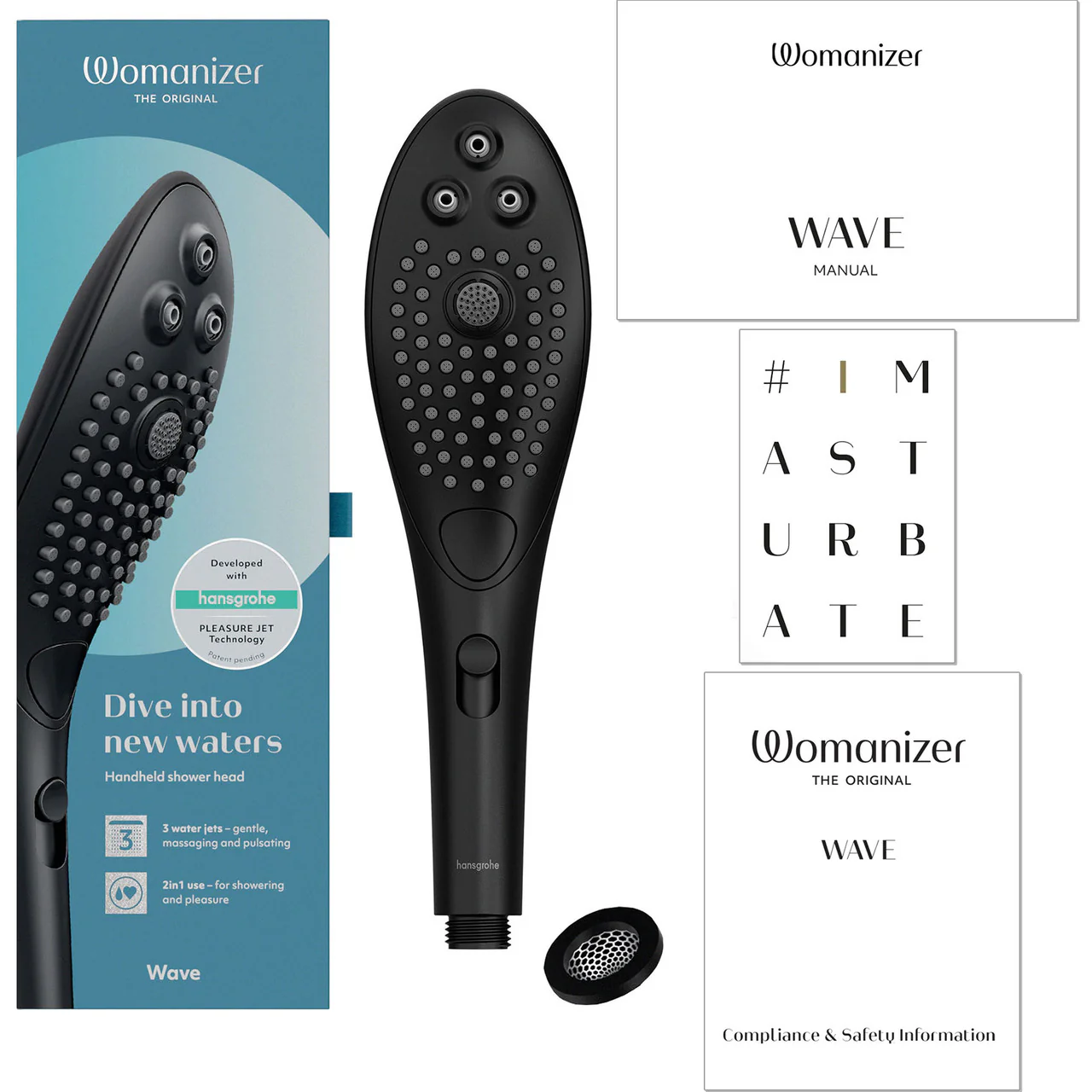 Womanizer Wave Shower Head & Water Massage Clitoral Stimulator - Black - Image 10