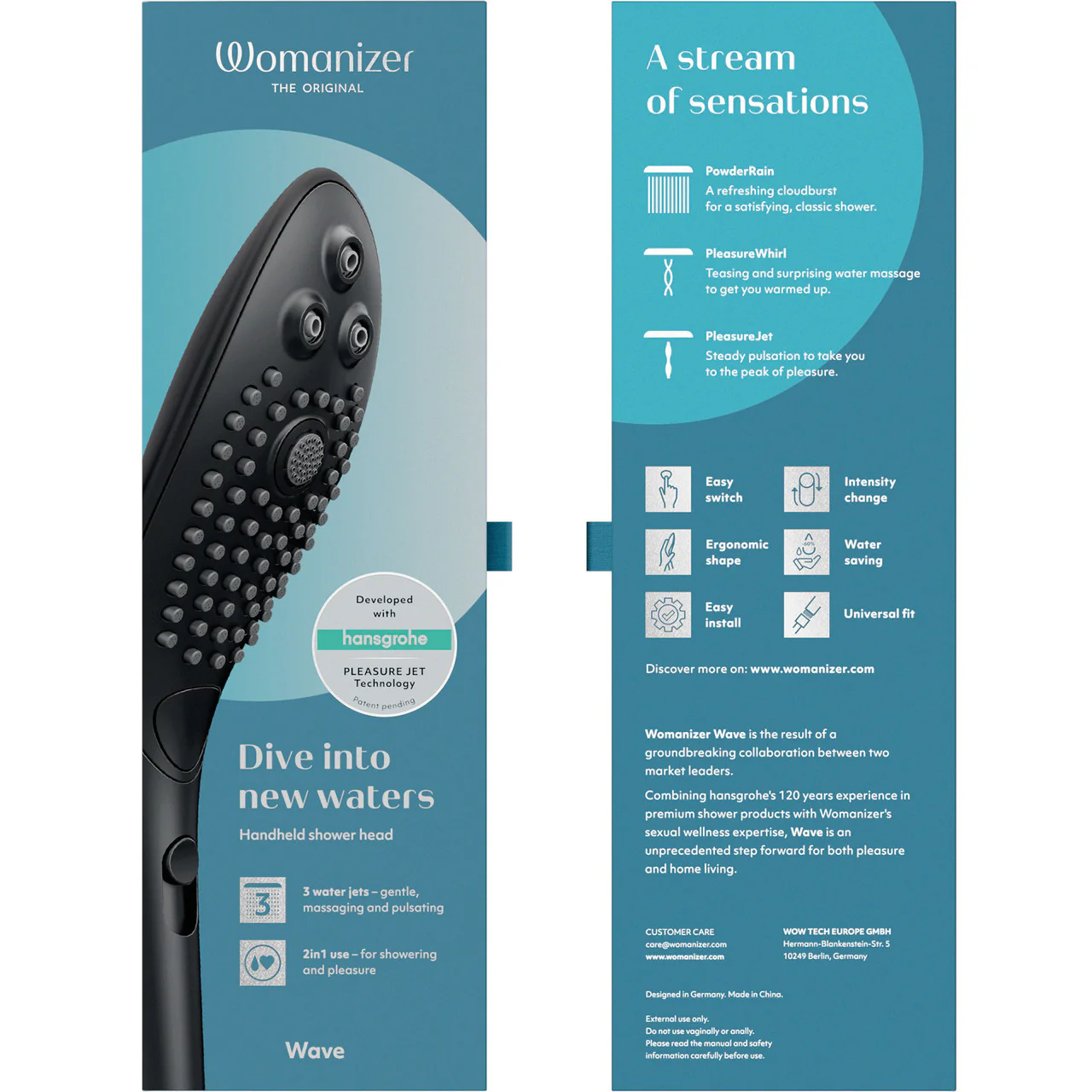 Womanizer Wave Shower Head & Water Massage Clitoral Stimulator - Black - Image 21