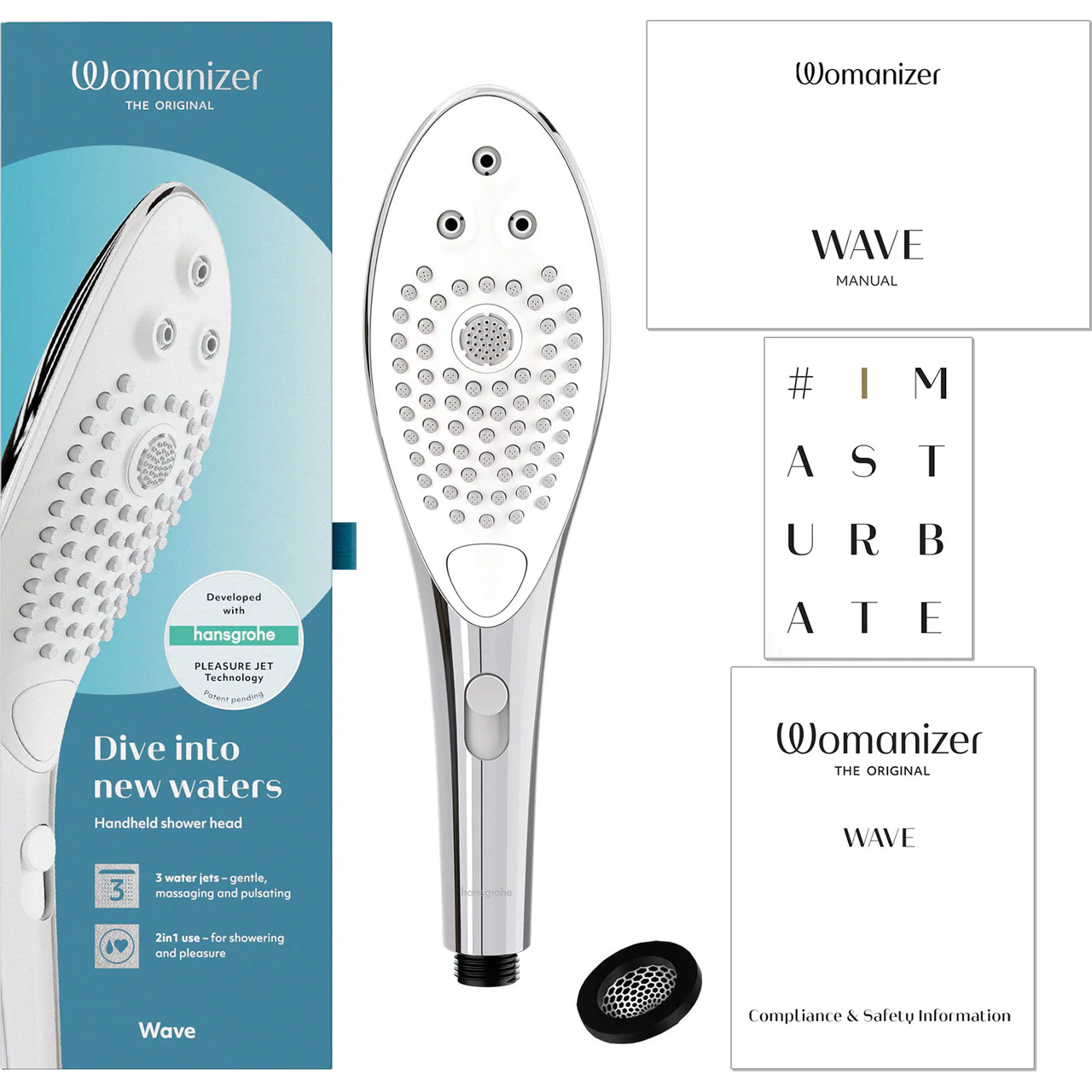 Womanizer Wave Shower Head & Water Massage Clitoral Stimulator - Chrome - Image 10