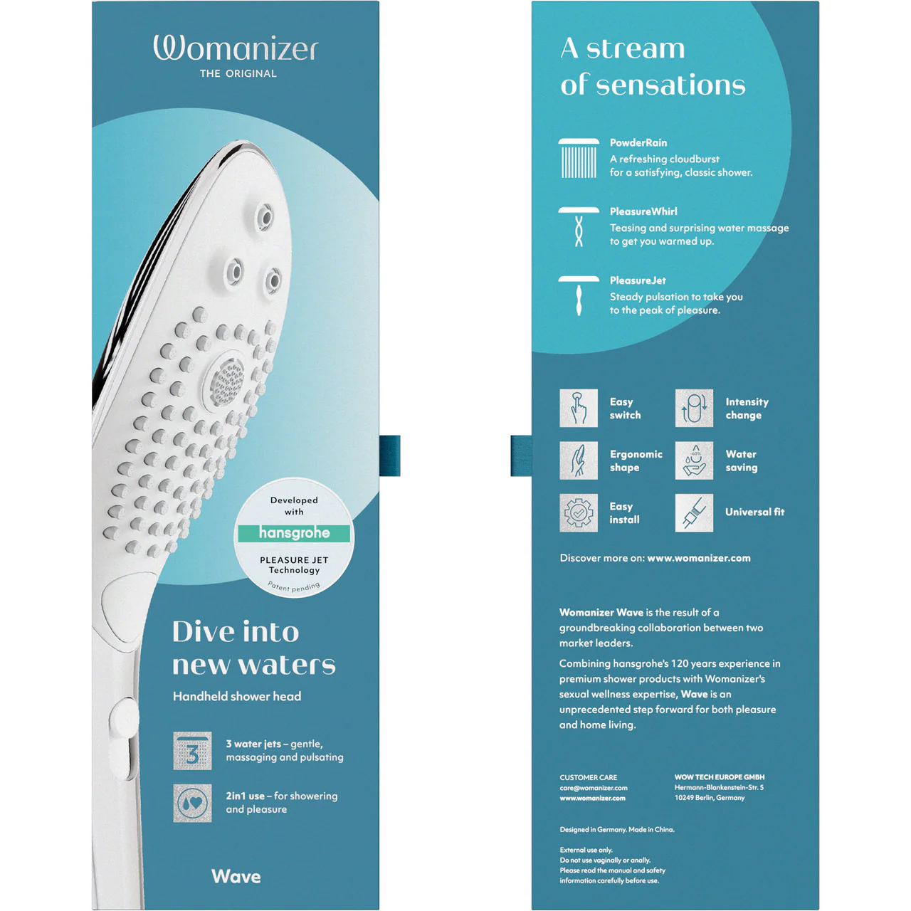 Womanizer Wave Shower Head & Water Massage Clitoral Stimulator - Chrome - Image 21