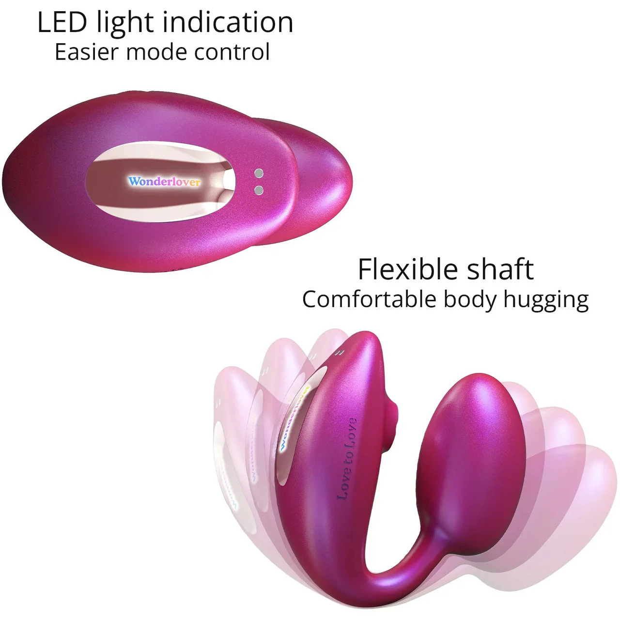 Wonderlover Air Pulse Clitoral Stimulator & Vibrating G-Spot Egg By Love To Love - Iridescent Berry - Image 4