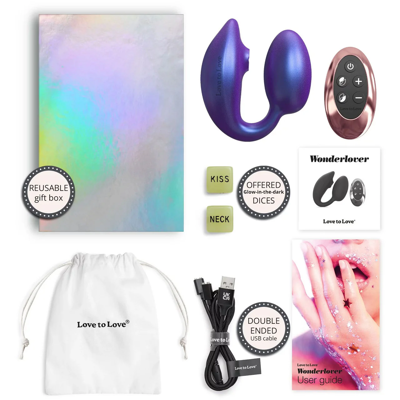 Wonderlover Air Pulse Clitoral Stimulator & Vibrating G-Spot Egg By Love To Love - Iridescent Night - Image 10