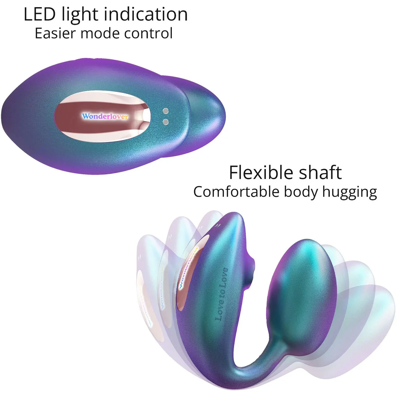 Wonderlover Air Pulse Clitoral Stimulator & Vibrating G-Spot Egg By Love To Love - Iridescent Turquoise - Image 4