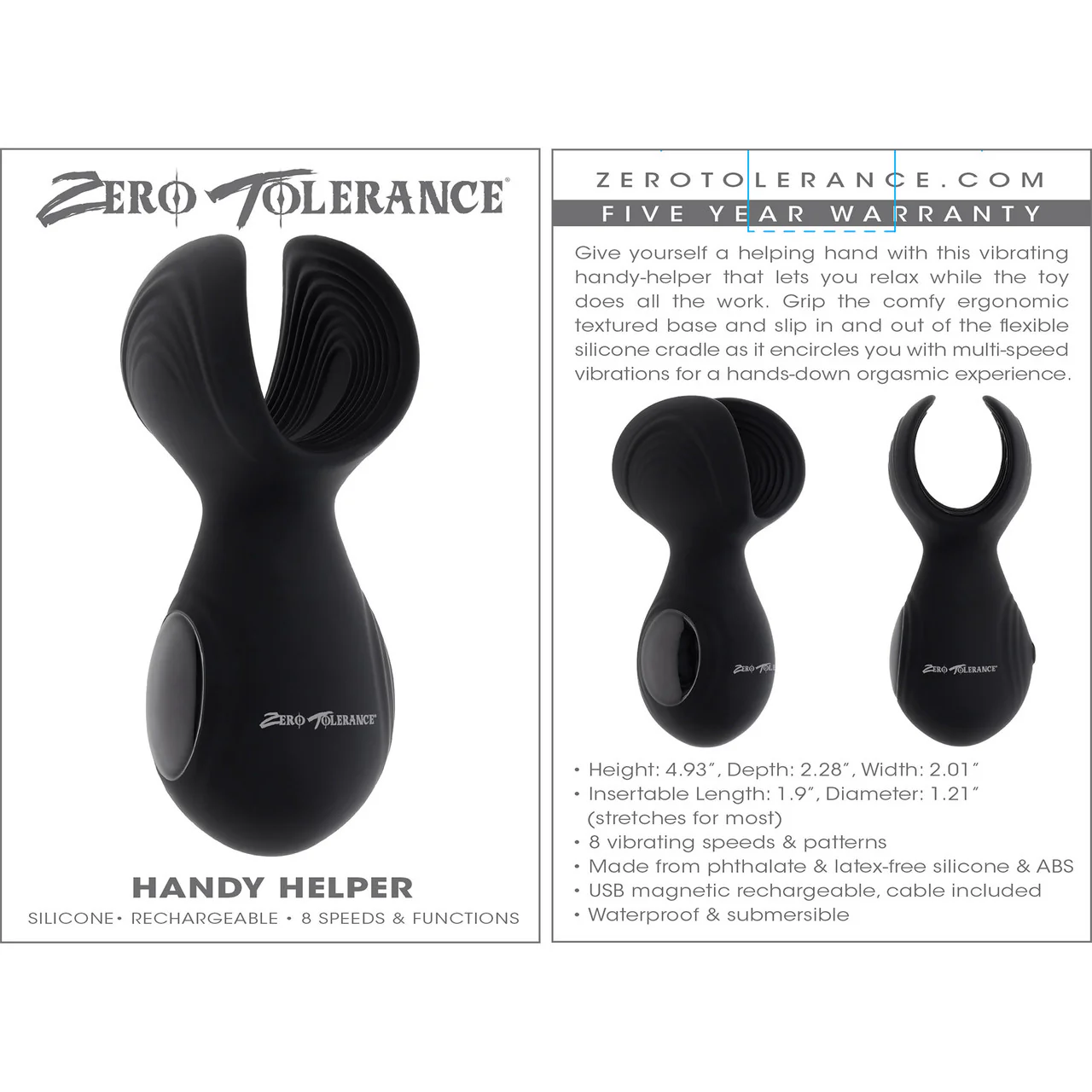 Zero Tolerance Handy Helper Rechargeable Waterproof Silicone Vibrating Penis Stroker - Image 9