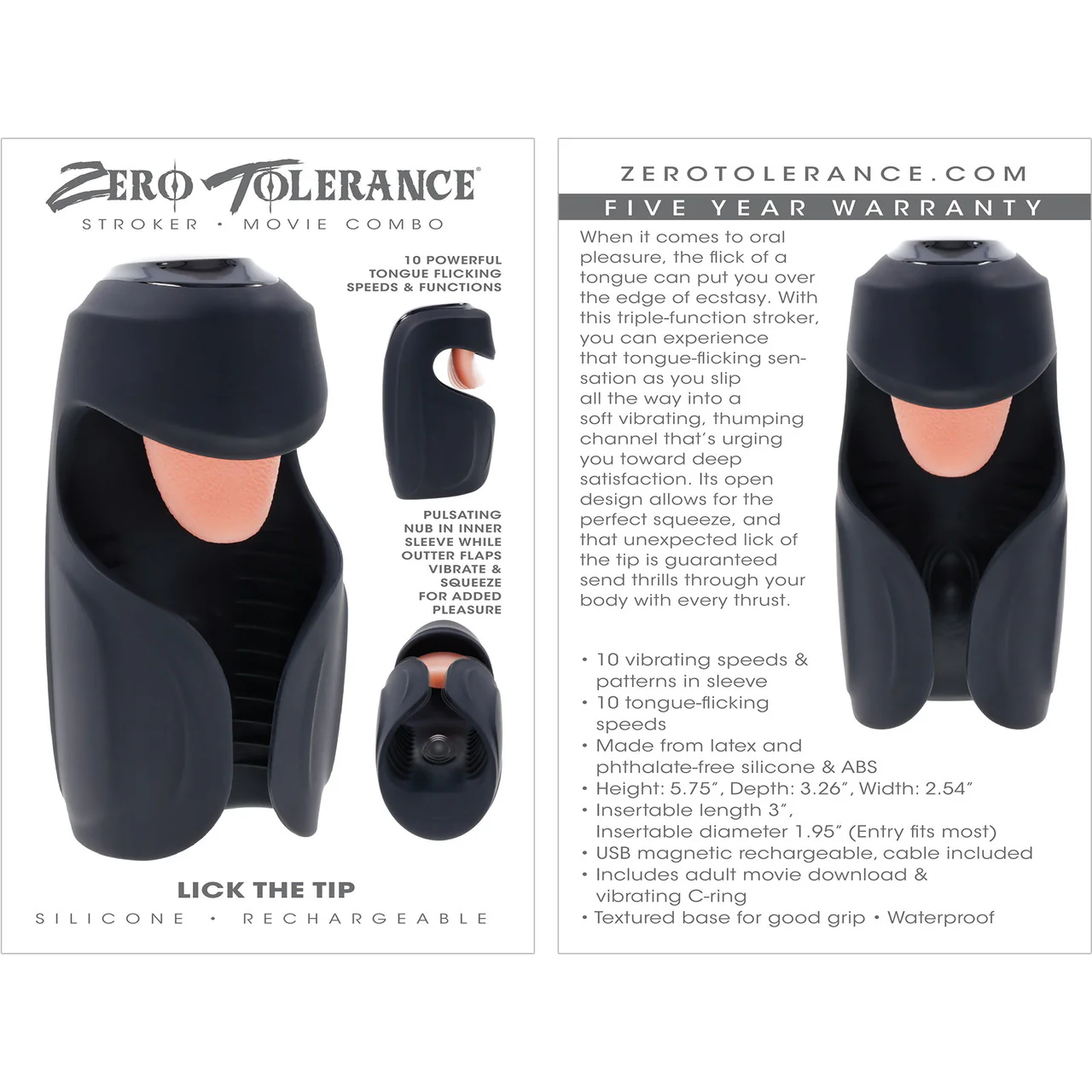 Zero Tolerance Lick The Tip Waterproof Silicone Vibrating Licking Tongue Oral Sex Penis Masturbator - Image 13