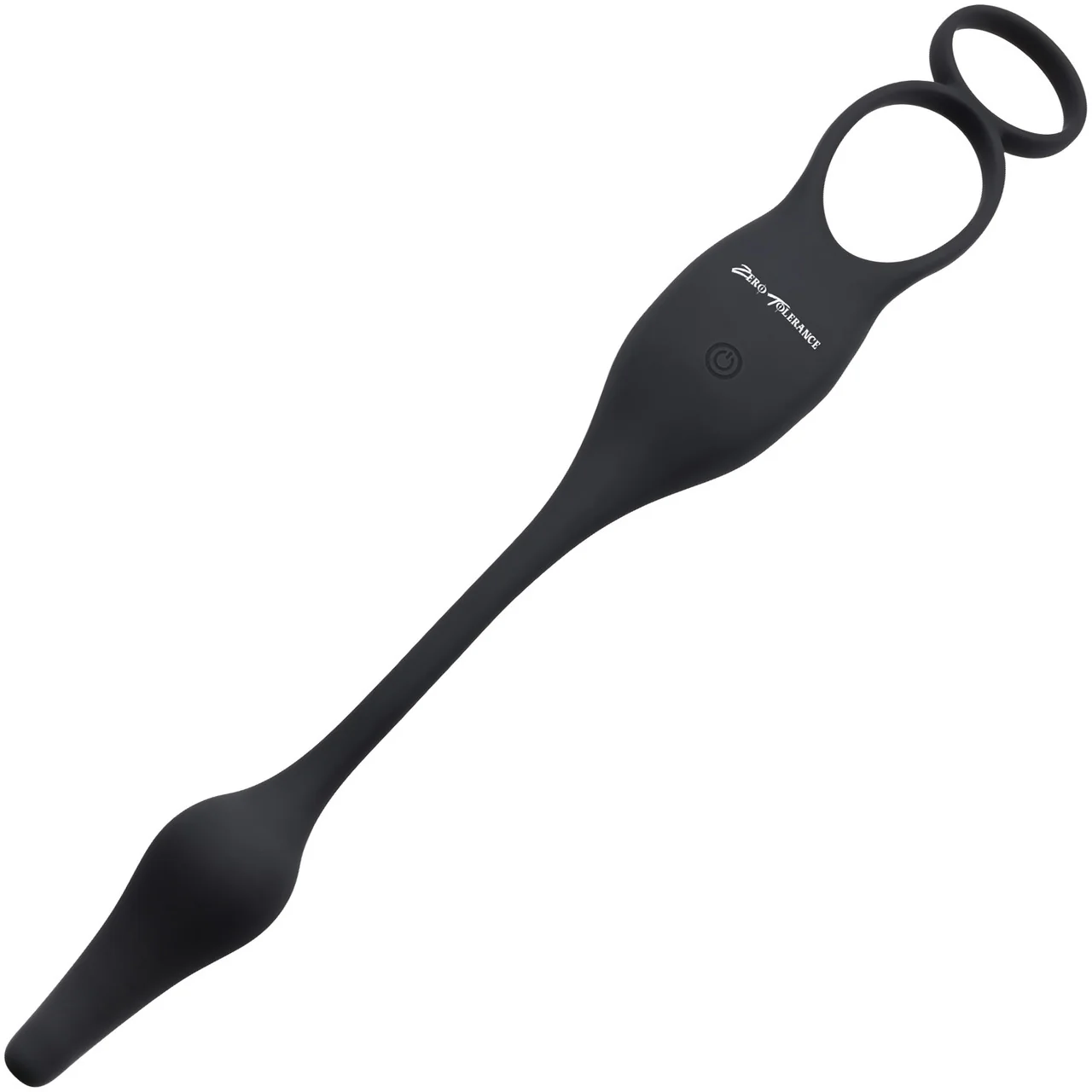 Zero Tolerance Plug & Tug Silicone Vibrating Anal Plug & Perineum Massager With Cock & Ball Rings - Black - Image 5
