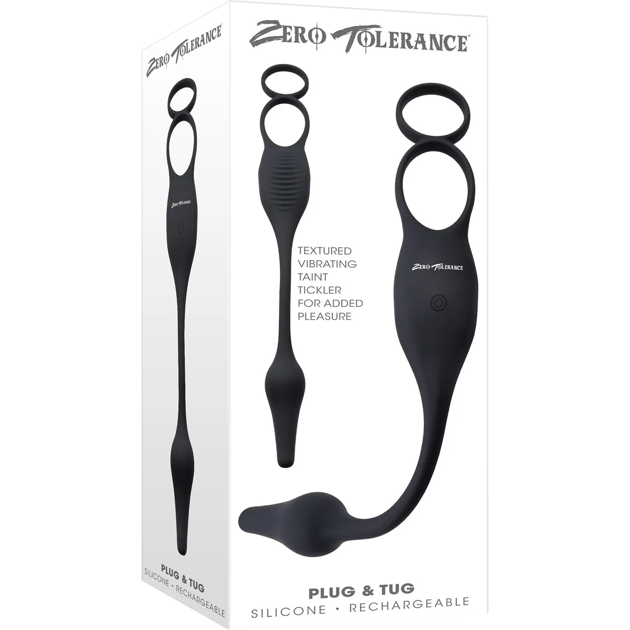 Zero Tolerance Plug & Tug Silicone Vibrating Anal Plug & Perineum Massager With Cock & Ball Rings - Black - Image 9