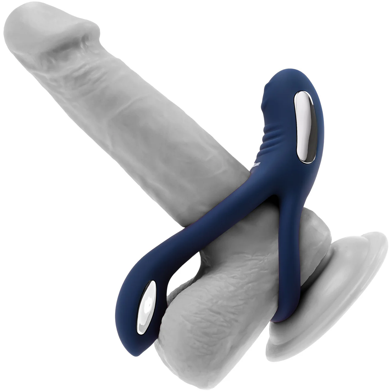 Zero Tolerance Ring Around The Rosy Silicone Vibrating Double Cock Ring & Ball Stimulator - Blue - Image 2