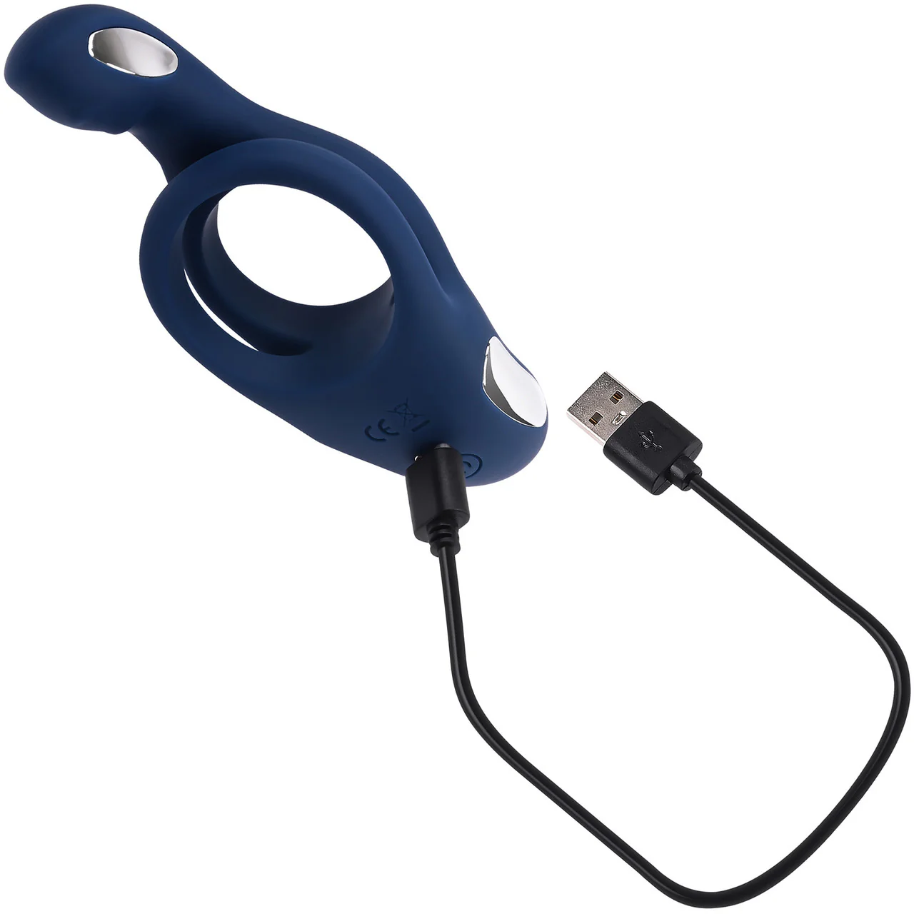 Zero Tolerance Ring Around The Rosy Silicone Vibrating Double Cock Ring & Ball Stimulator - Blue - Image 8