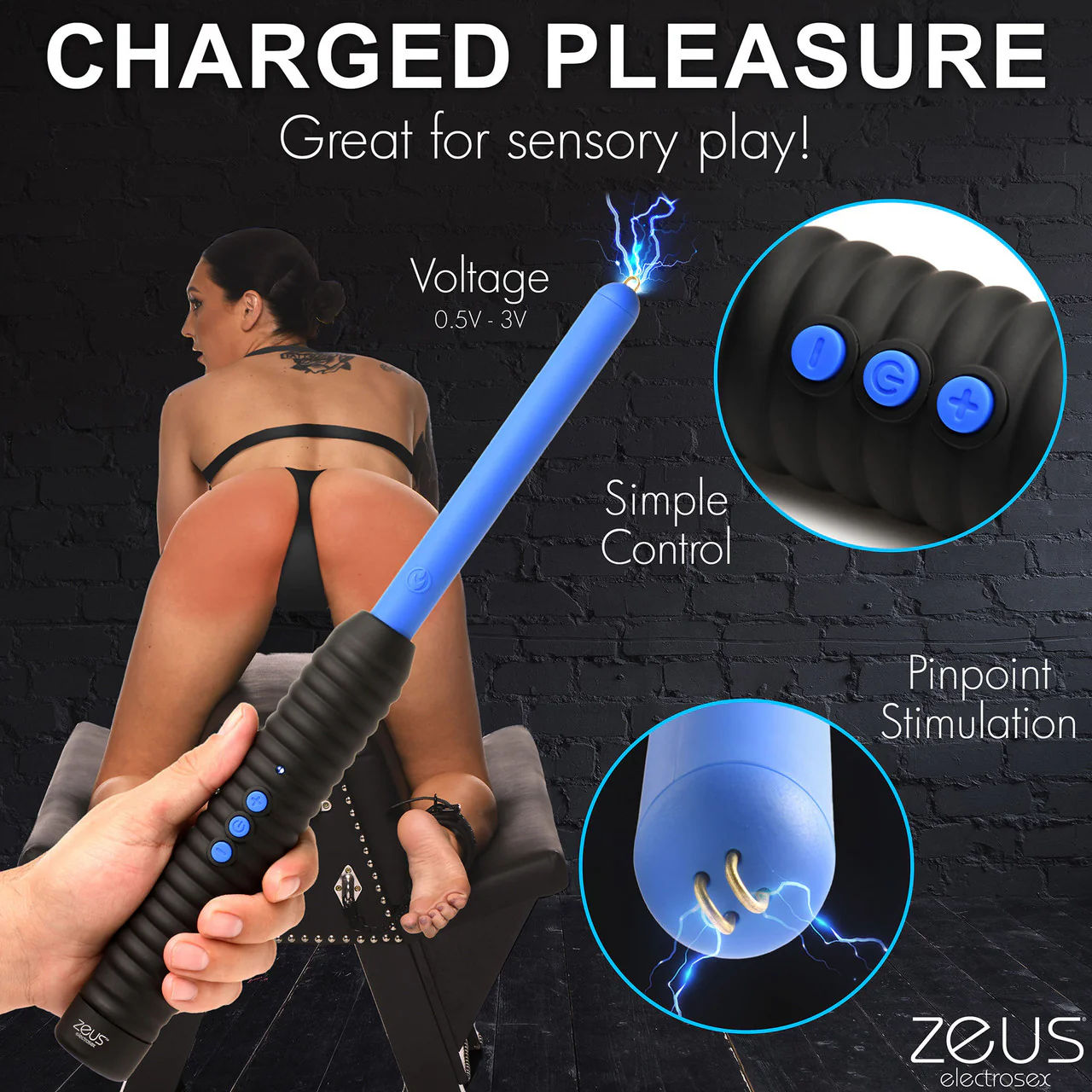 Zeus Electrosex Shock Rod E-Stim Zapping Wand - Image 12