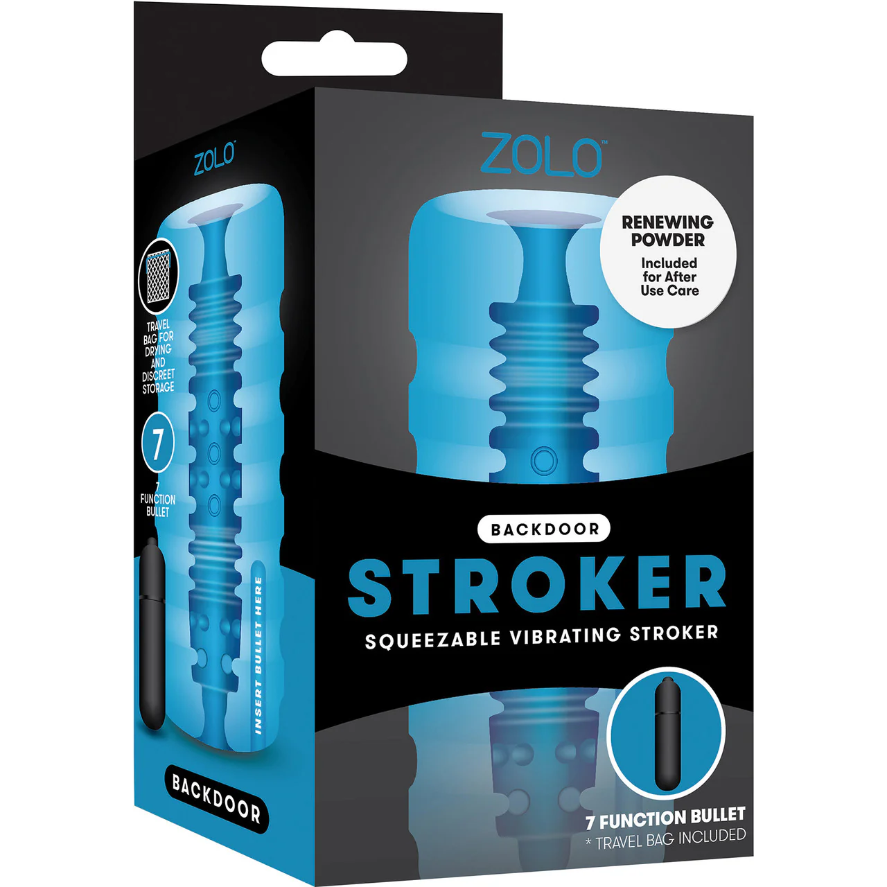 ZOLO Backdoor Squeezable Beaded Texture Vibrating Stroker Penis Masturbator - Image 2
