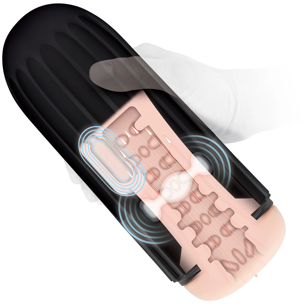 ZOLO Jerkmaster Rechargeable Silicone Warming, Sucking & Vibrating Oral Sex Penis Masturbator - Image 4
