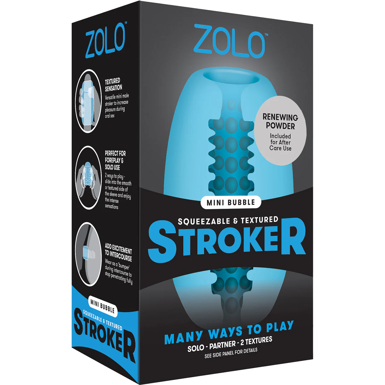 ZOLO Squeezable Mini Bubble Stroker Penis Masturbator - Blue - Image 2