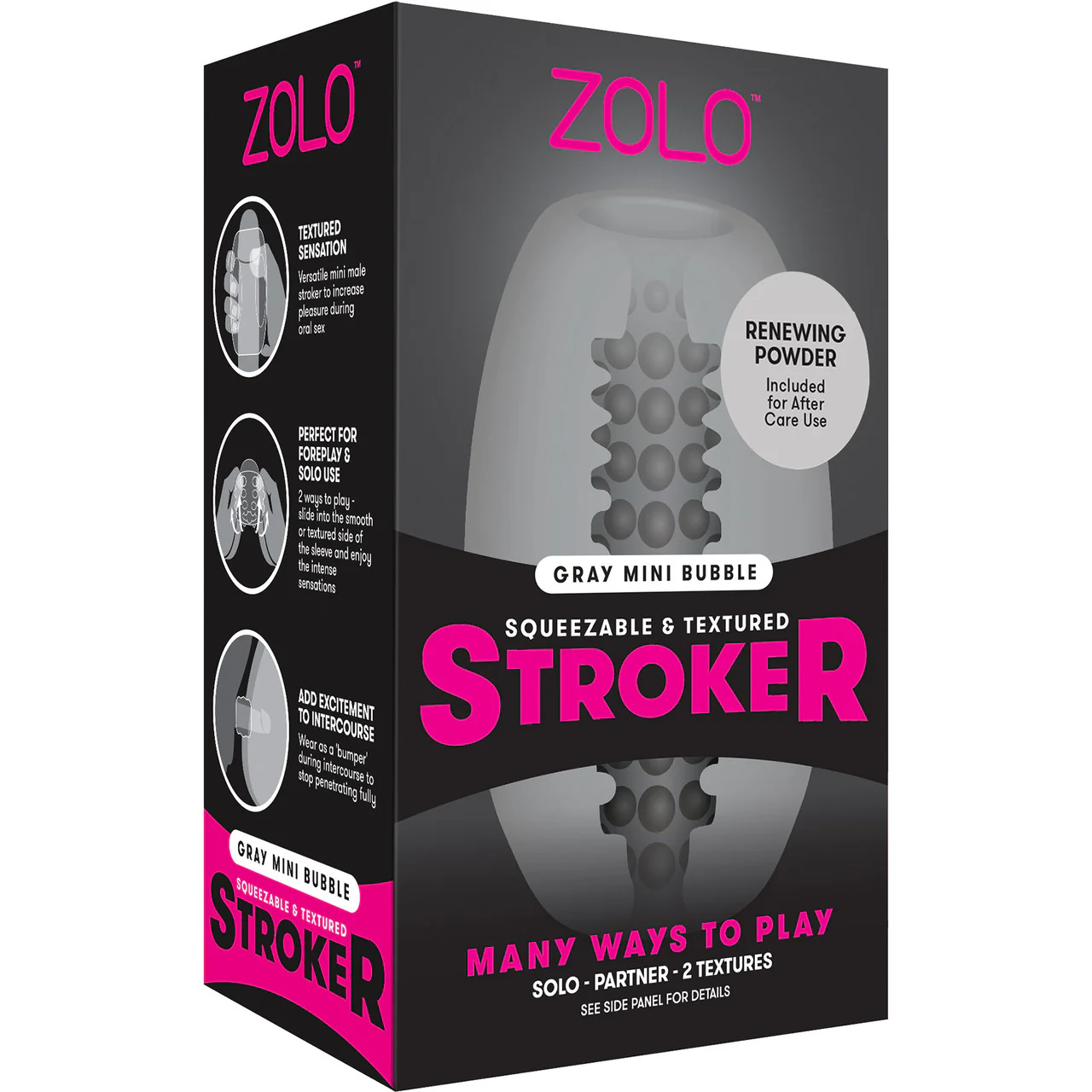 ZOLO Squeezable Mini Bubble Stroker Penis Masturbator - Gray - Image 2